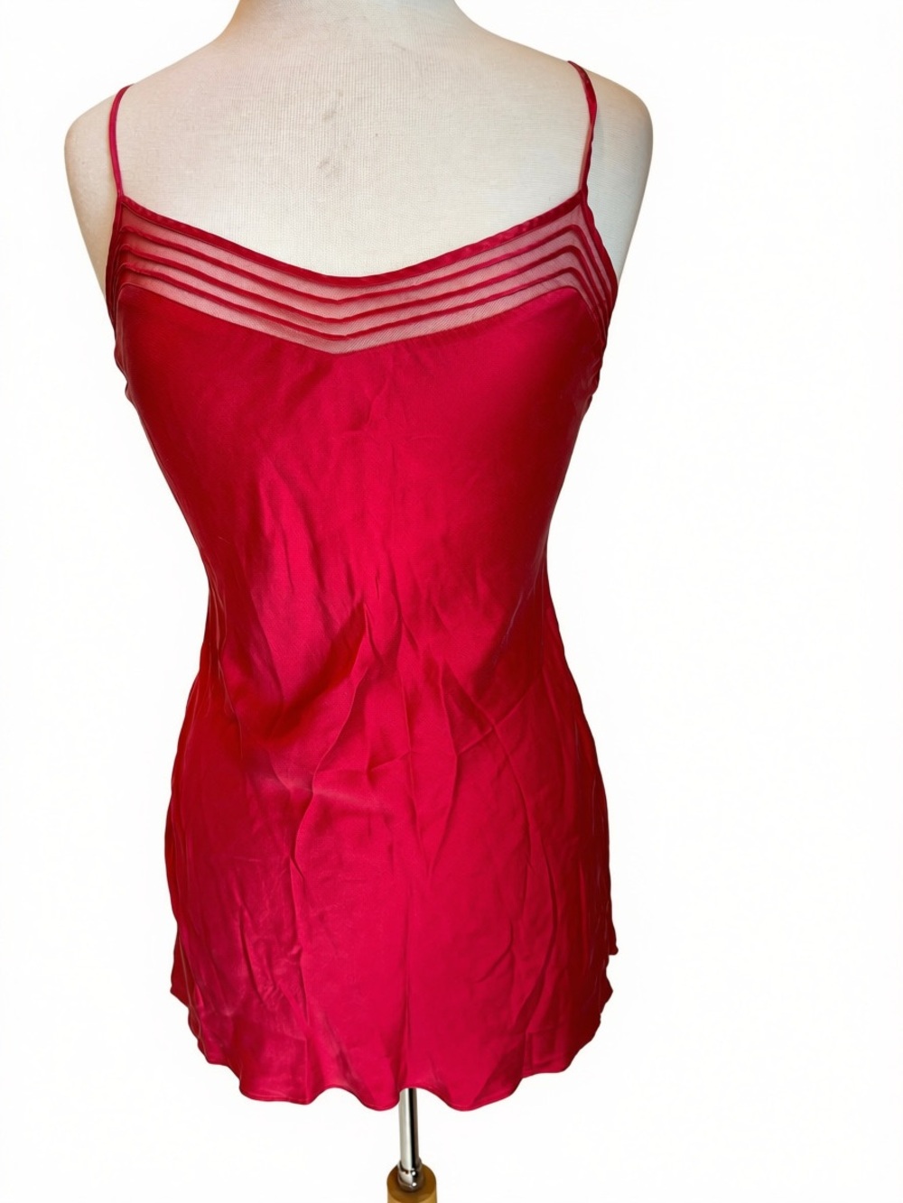 Victoria's Secret Red Sheer Panel Slip Chemise